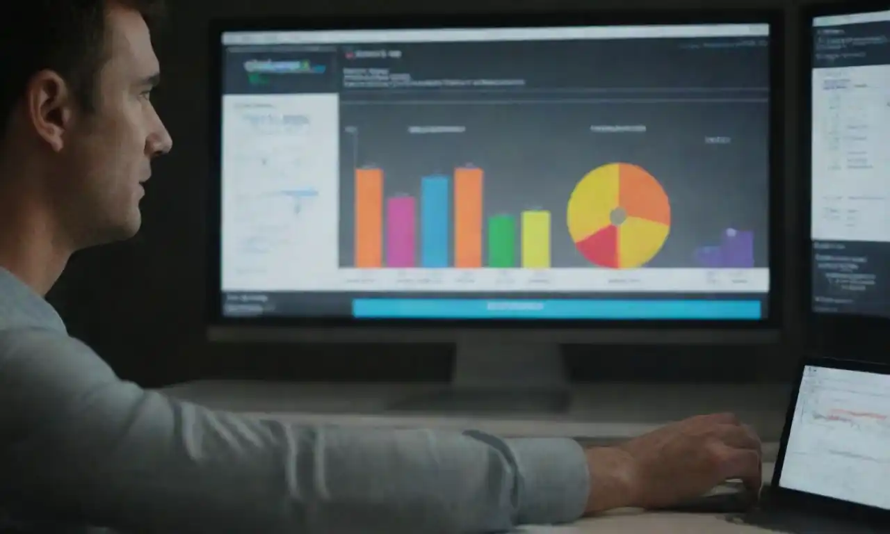 Marketer analyzing A/B testing data on a dashboard while optimizing a PPC campaign.