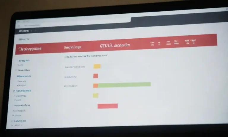 Laptop screen displaying search logs with PPC metrics and analysis charts.