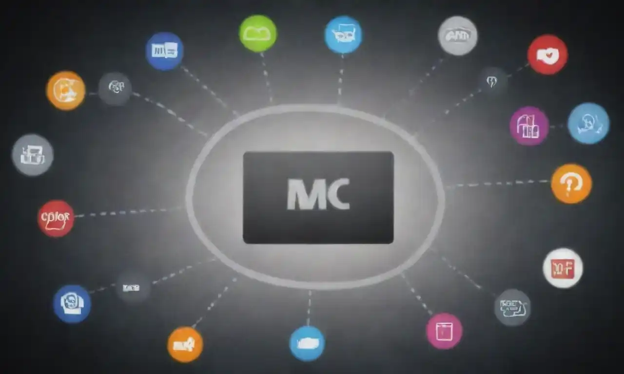 A visual representation of interconnected marketing strategies and channels surrounding a central business logo.