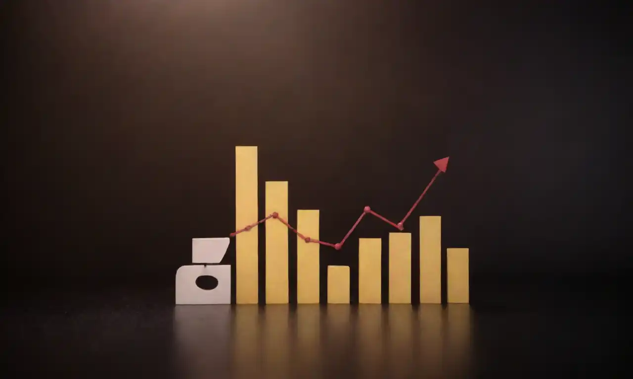 Visual showing a brand logo with rising graph lines and customer loyalty icons.