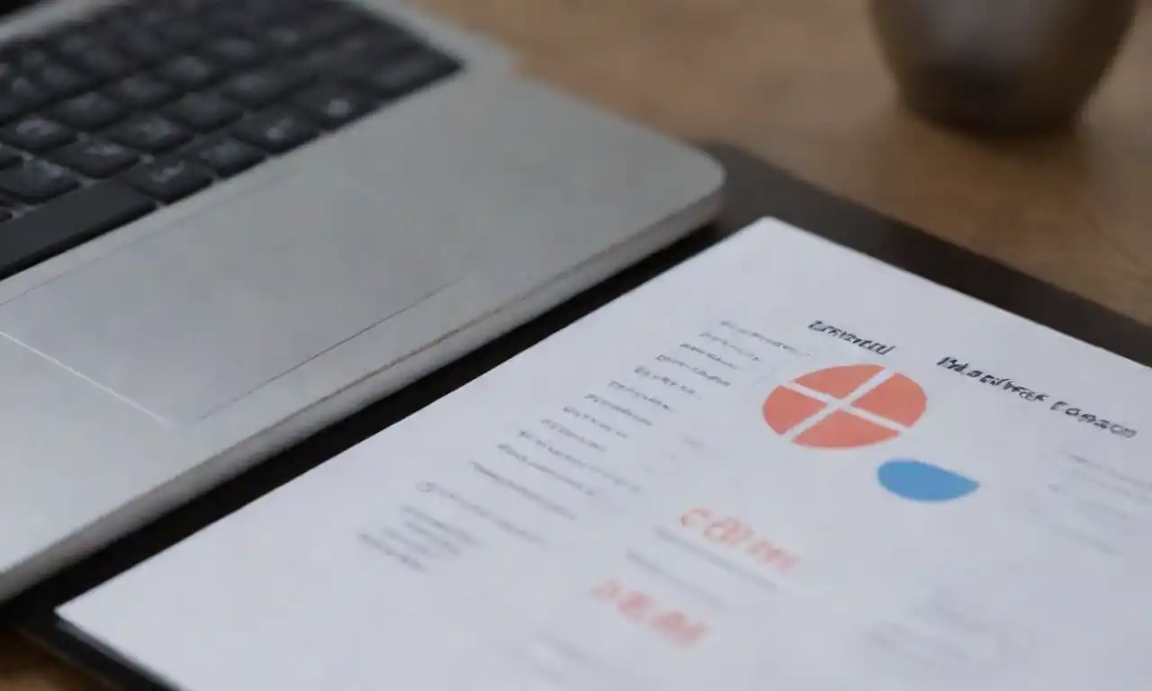 A chart displaying email marketing metrics alongside a calculator and laptop.