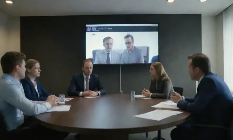 A team discussing strategies in a meeting room