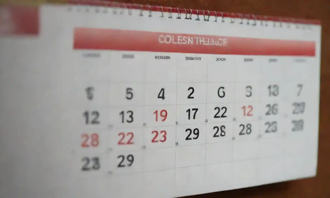 Calendario con marcas en fechas clave y un gráfico de tendencias de marketing.