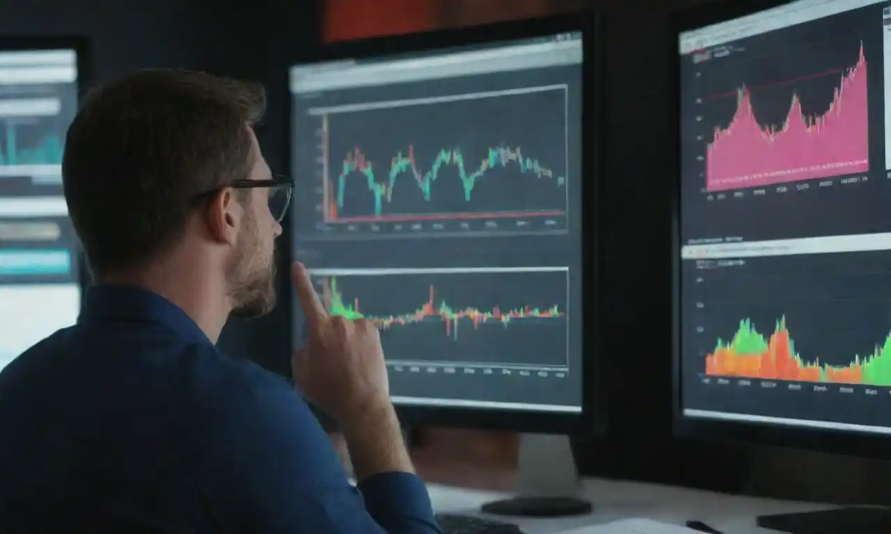 A digital marketing expert analyzing data trends on a screen