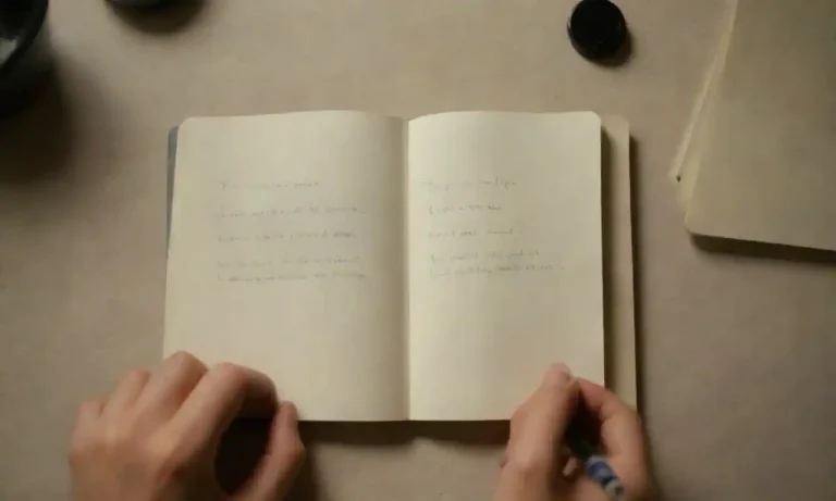 A person writing with a notebook open