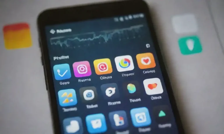 Smartphone showing various app icons with digital graphs and trends in the background.