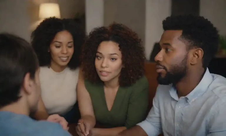 Diverse group of people engaging in a video call while sharing ideas and resources.