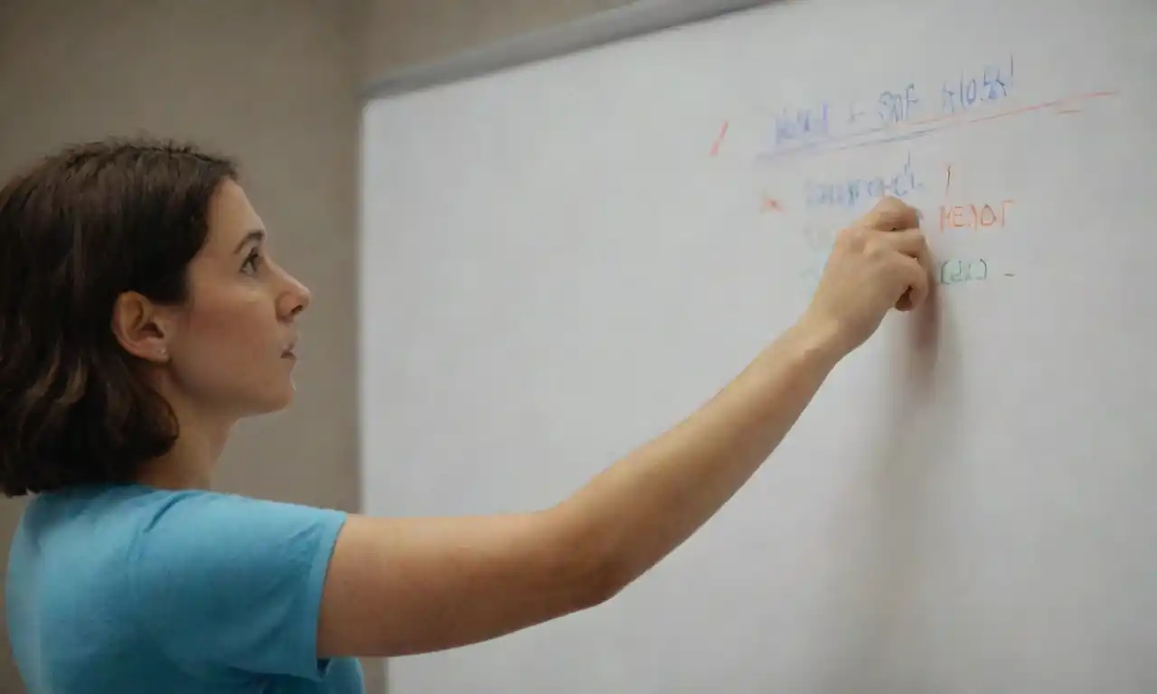 A person setting goals on a whiteboard