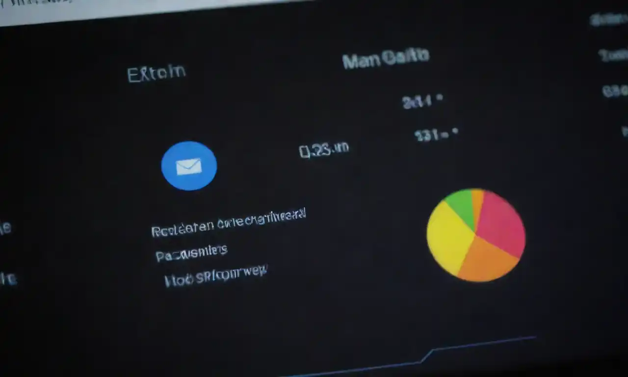 A digital dashboard displaying email statistics and modern marketing trends.