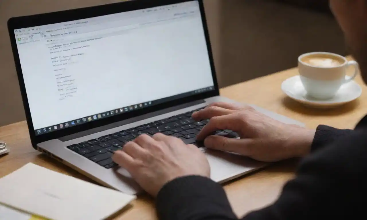 A person composing a thoughtful commitment email on a laptop