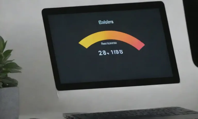 A webpage loading speed meter alongside SEM campaign analytics on a screen.