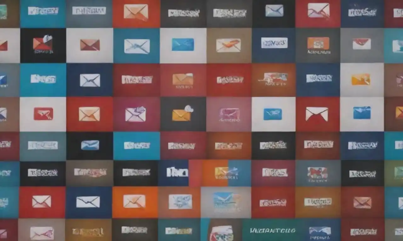 Un collage de logotipos de plataformas populares de email marketing sobre un fondo colorido.