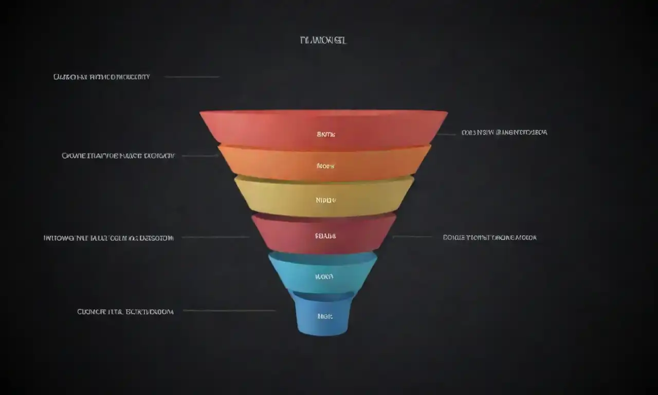 Diagram of a marketing funnel with stages highlighted