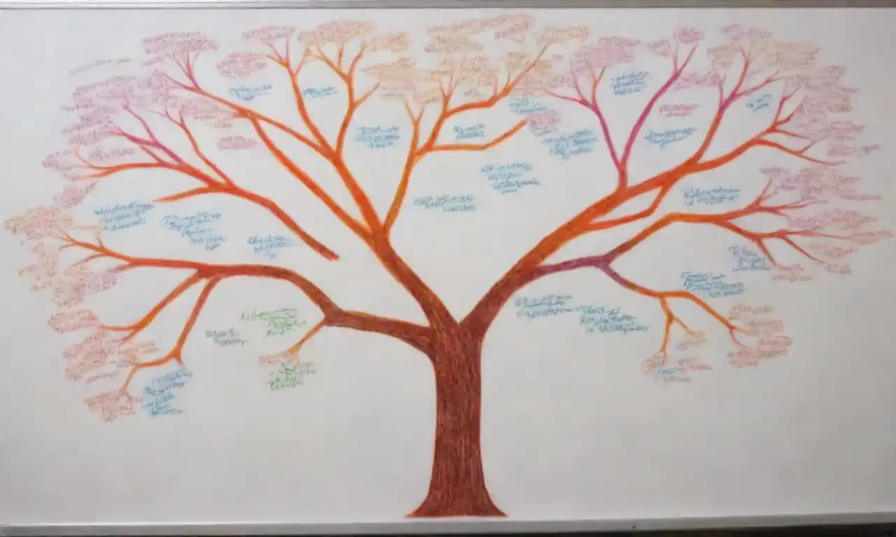 A mind map displayed on a whiteboard