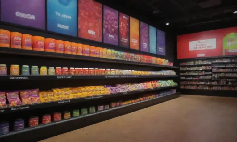 A vibrant marketing display engaging multiple senses with visuals