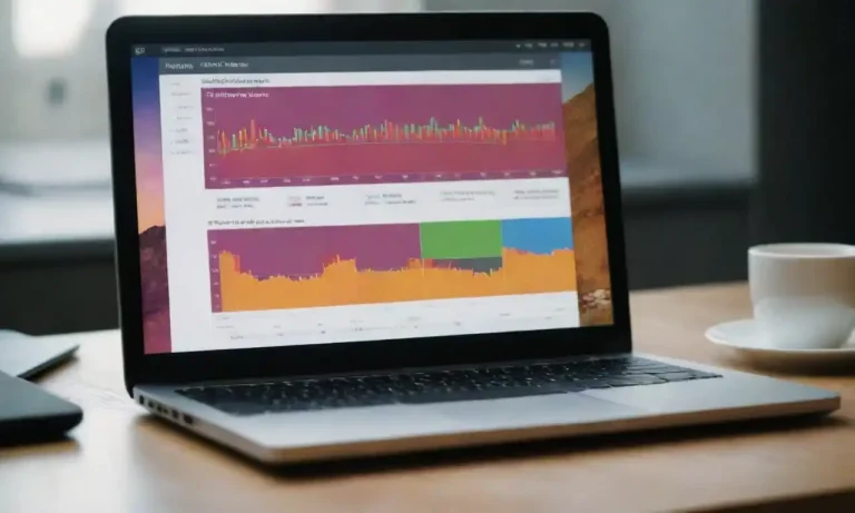 Visual of a laptop displaying marketing analytics with content and PPC graphics surrounding it.