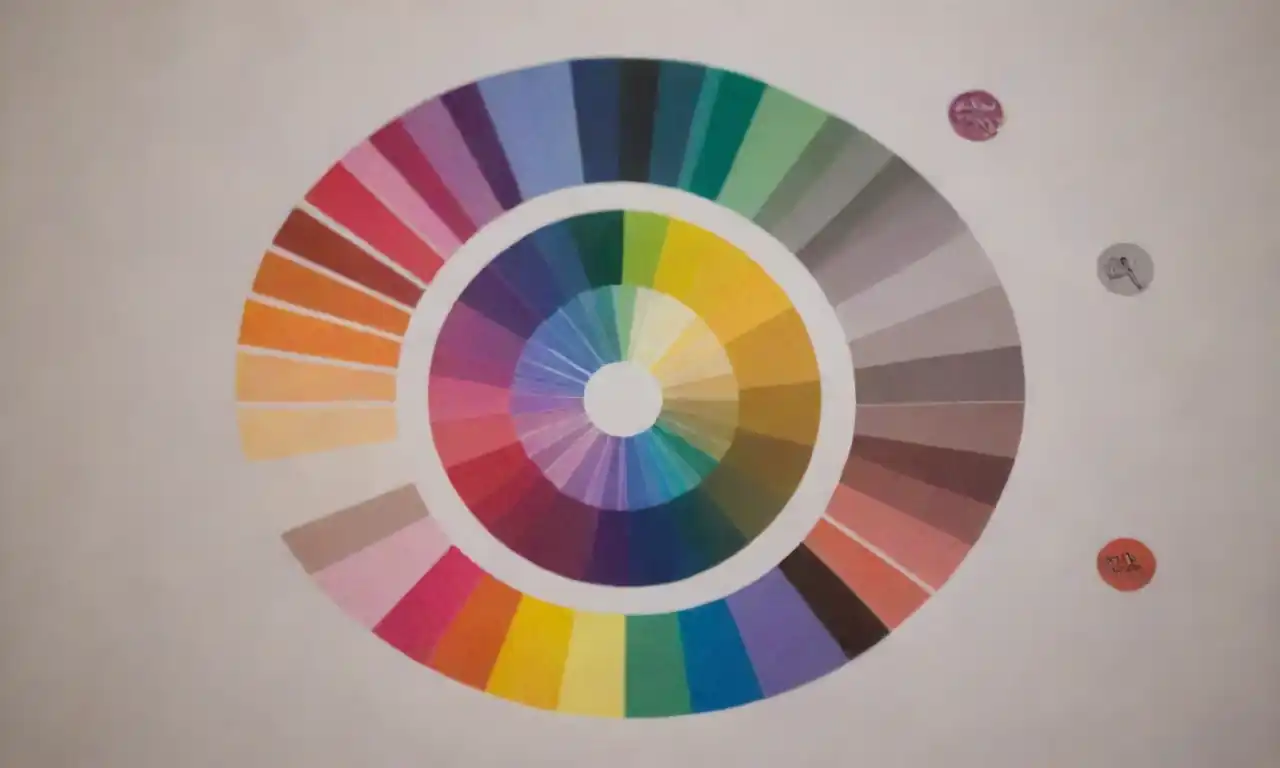 A color wheel alongside brand logos and design samples.