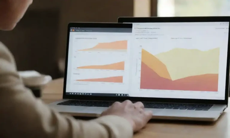 Person studying customer lifetime analysis charts and data on a laptop.