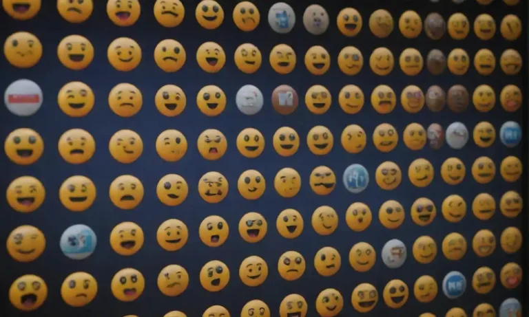 A digital screen displaying various emojis alongside engaging social media posts.