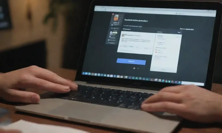 Person analyzing social media profiles on a laptop while noting key traits.