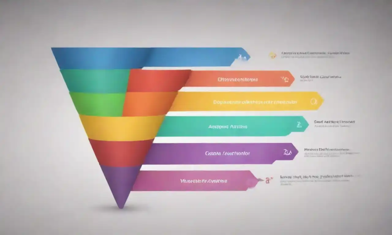 Illustration of a marketing funnel showing tailored content types at each stage: awareness