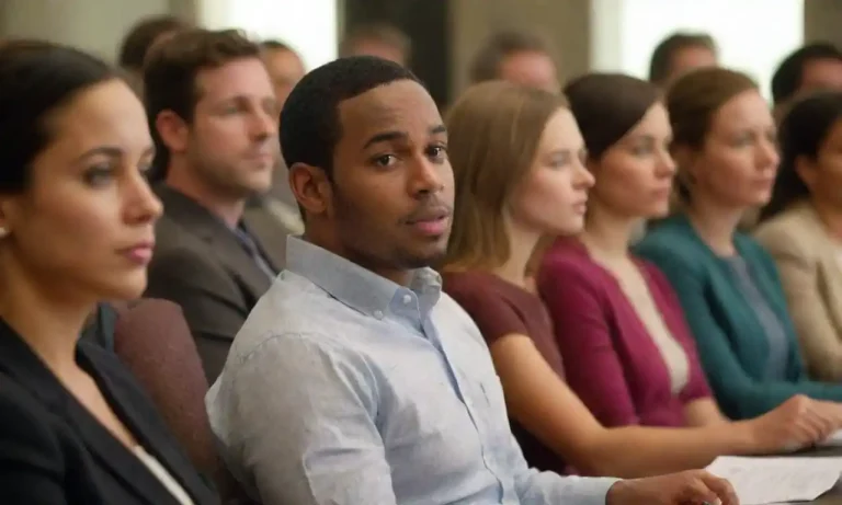 A diverse group of engaged listeners participating in a discussion or presentation.