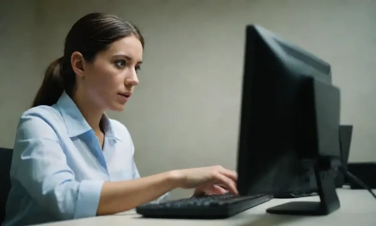 Una persona trabajando en una computadora con una lista de verificación y plantillas de correo electrónico.