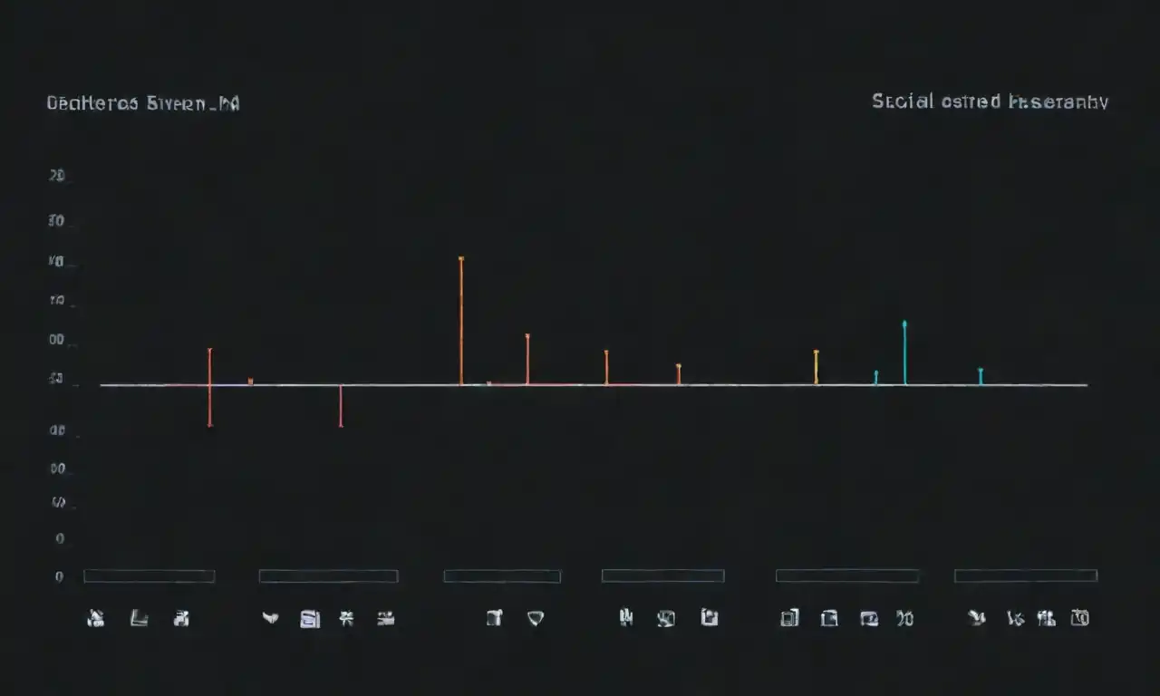 A graph showing audience interaction metrics alongside social media icons.