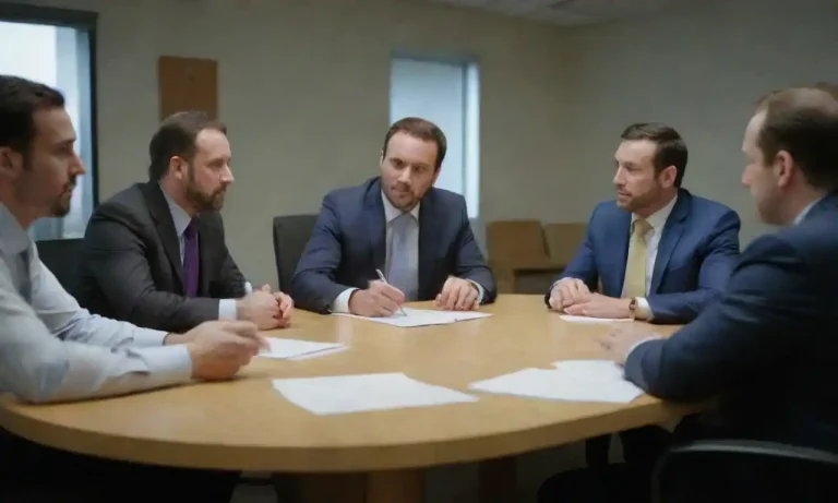 Un grupo de profesionales discutiendo estrategias de marketing en una reunión empresarial.