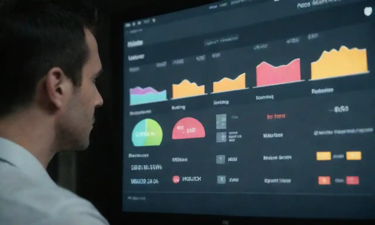 Person analyzing affiliate marketing metrics on a digital dashboard.